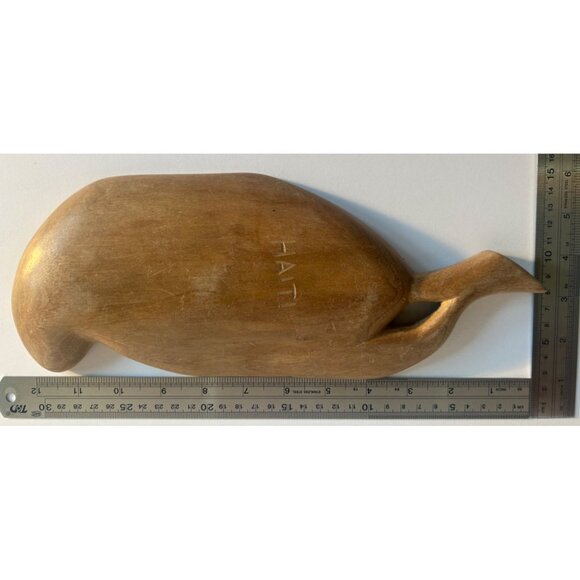 VTG Handcarved Wooden Palm Leaf Dish From Haiti - Picture 2 of 5